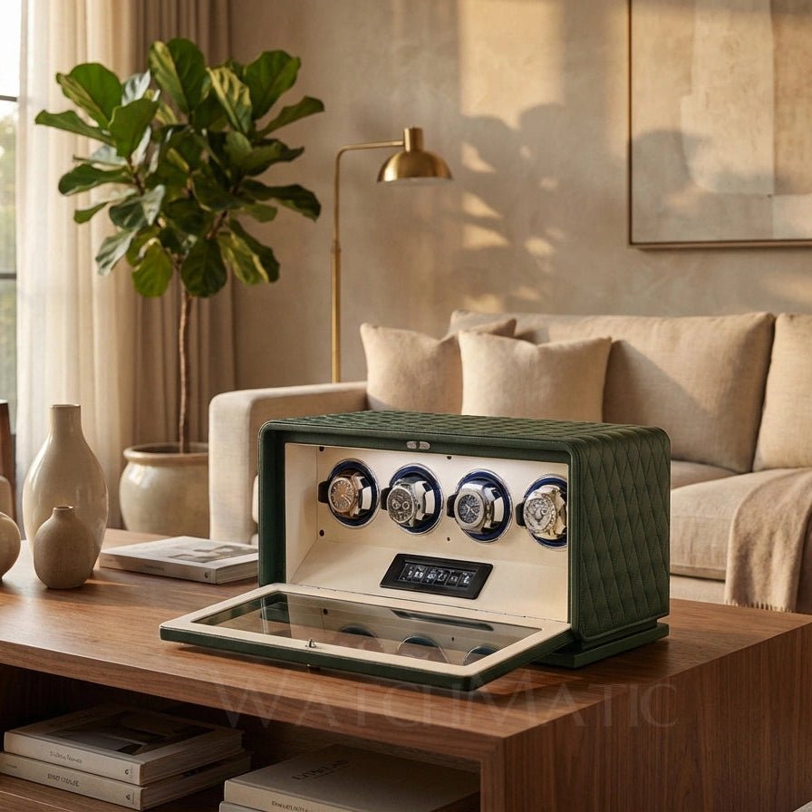 WATCHMATIC Vento Luxury Quad Watch Winder 14:496Green 4 Slots - WatchMatic